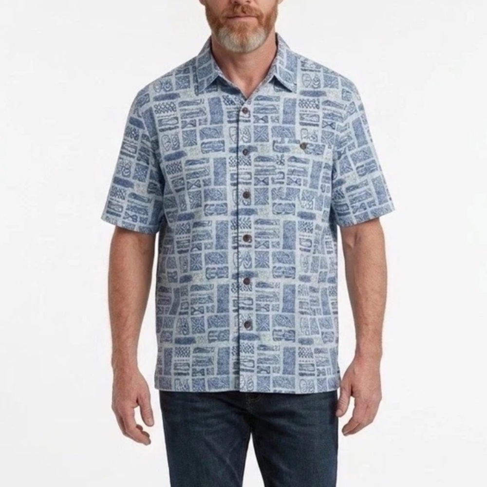 Havana Jim Camp Shirt Men’s Size XXXL Navy Blue Aloha Luau Tropical  Hawaiian
